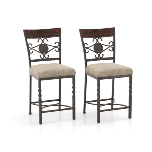 Set of 2 25 inches Bar Stools with Rust-proof Metal Frame and Soft Sponge Seat