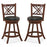 360° Swivel Upholstered Barstools Set of 2 with Back and Footrest