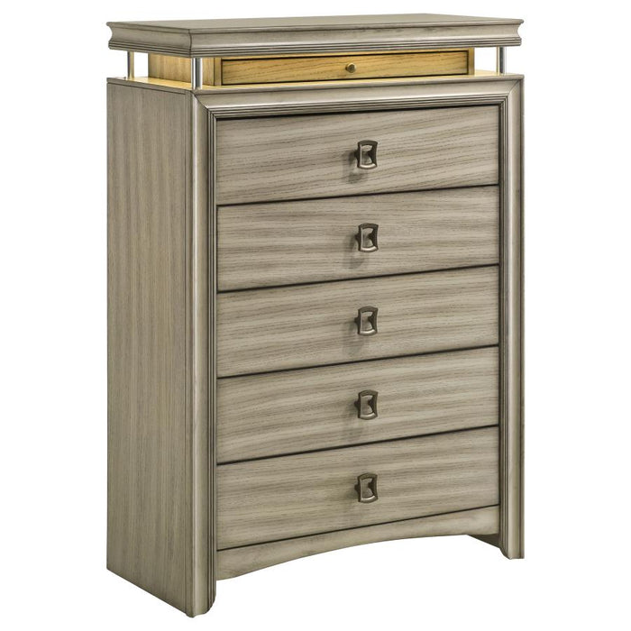 Giselle 6-Drawer Bedroom Chest With LED Rustic Beige