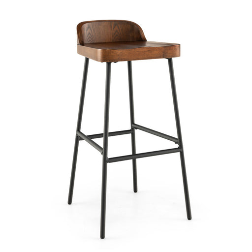 Set of 1/2 29 Inch Industrial Bar Stools with Low Back and Footrests