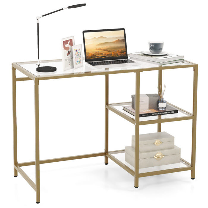 Modern Console Table with 2 Open Shelves and Metal Frame