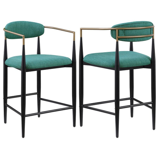 Tina Metal Counter Height Bar Stool with Upholstered Back and Seat