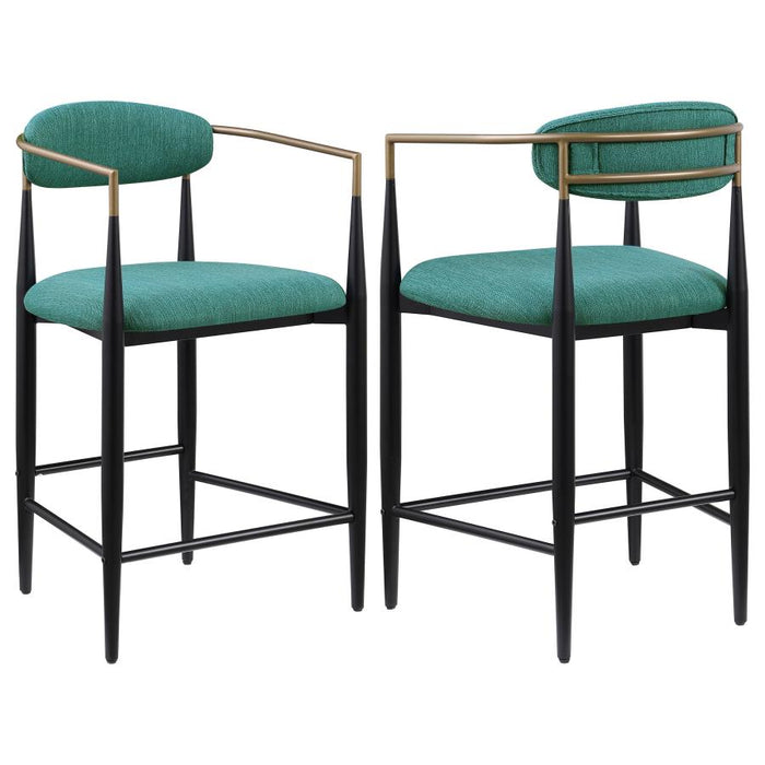 Tina Metal Counter Height Bar Stool with Upholstered Back and Seat