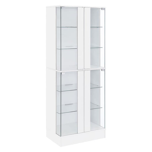 Cabra Display Case Curio Cabinet with Glass Shelves and LED Lighting White/ Black High Gloss