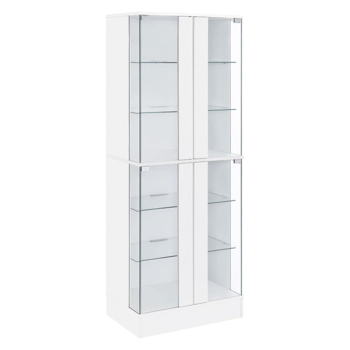 Cabra Display Case Curio Cabinet with Glass Shelves and LED Lighting White/ Black High Gloss