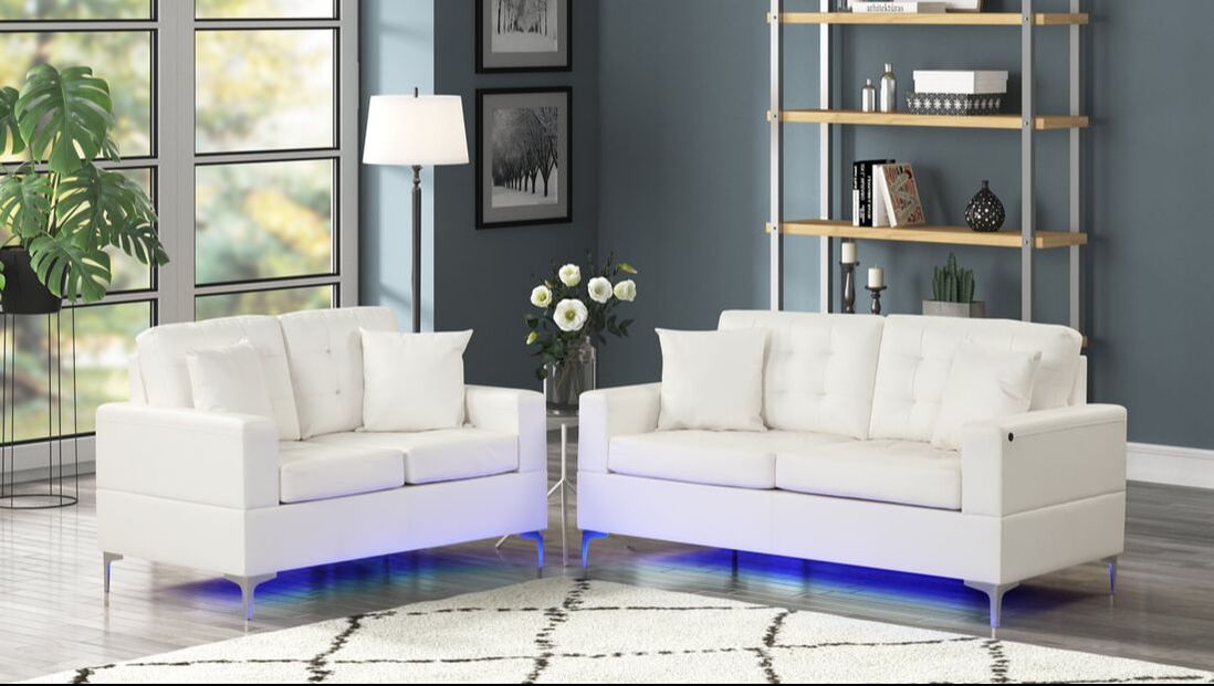 Miami - 2pc Sofa & Loveseat Set (LED LIGHTS)