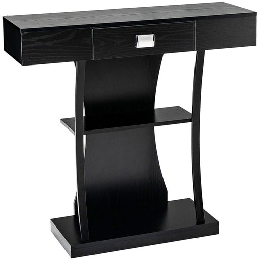 Console Table with Drawer and 2-Tier Shelves for Entryway Living Room