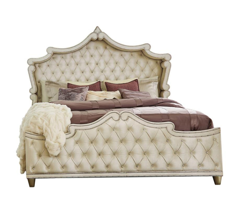 Antonella Upholstered Tufted Ivory and Camel