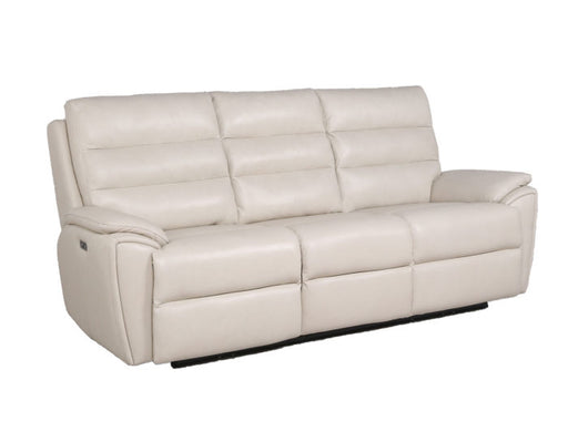 Duval Leather Dual-Power Reclining Sofa, Ivory