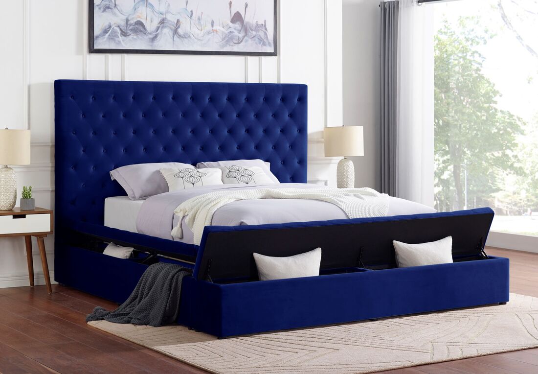 Paris Navy Platform Bed Queen & King