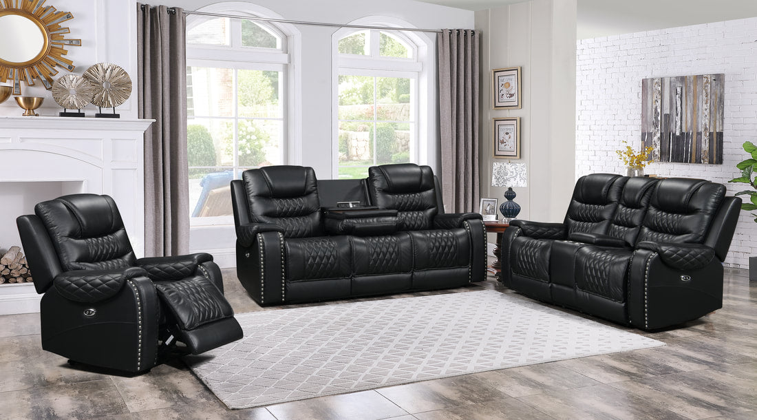 Harley Black Power - TOP GRAIN LEATHER Reclining Set