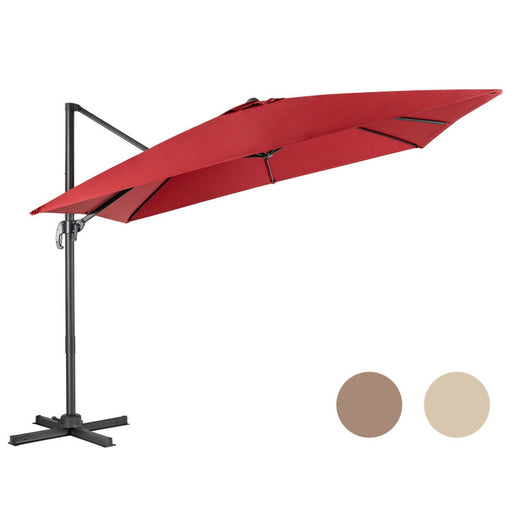 10 x 10 Feet 8-Rib Cantilever Offset Square Patio Umbrella with 3 Tilt Settings