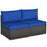 2 Pieces Patio Rattan Armless Sofa Set with 2 Cushions and 2 Pillows