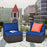 2 Pieces Patio Rattan Armless Sofa Set with 2 Cushions and 2 Pillows