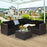 6 Pieces Rattan Patio Sectional Sofa Set with Cushions for 4-5 Person