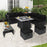 9 Pieces Outdoor Wicker Sectional with 35 Inch Gas Fire Pit Table