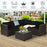 6 Pieces Rattan Patio Sectional Sofa Set with Cushions for 4-5 Person