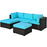 5 Pieces Patio Sectional Rattan Furniture Set with Ottoman Table