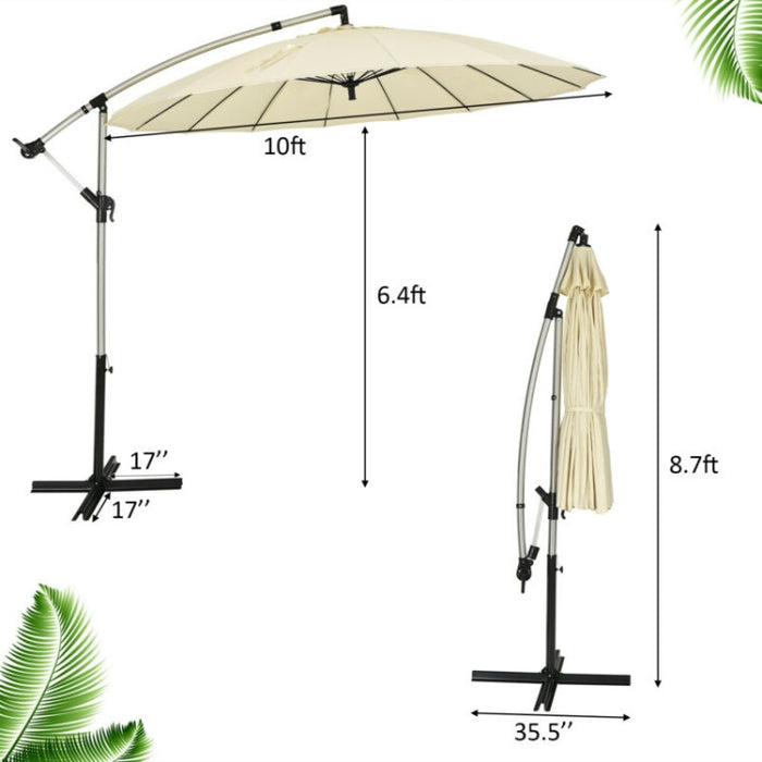 10 Feet Patio Offset Umbrella Market Hanging Umbrella for Backyard Poolside Lawn Garden