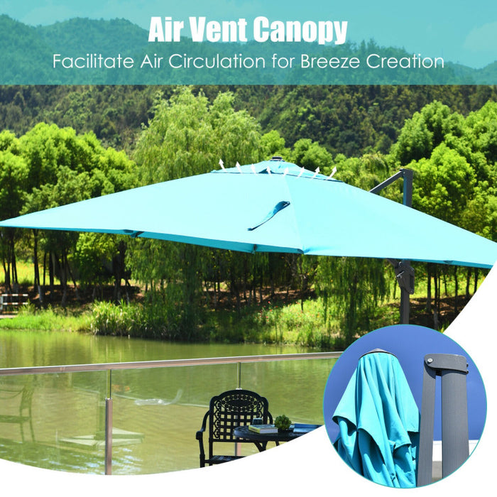 10 x 13 Feet Rectangular Cantilever Umbrella with 360° Rotation Function