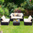 5 Pieces Cushioned Patio Rattan Furniture Set with Glass Table