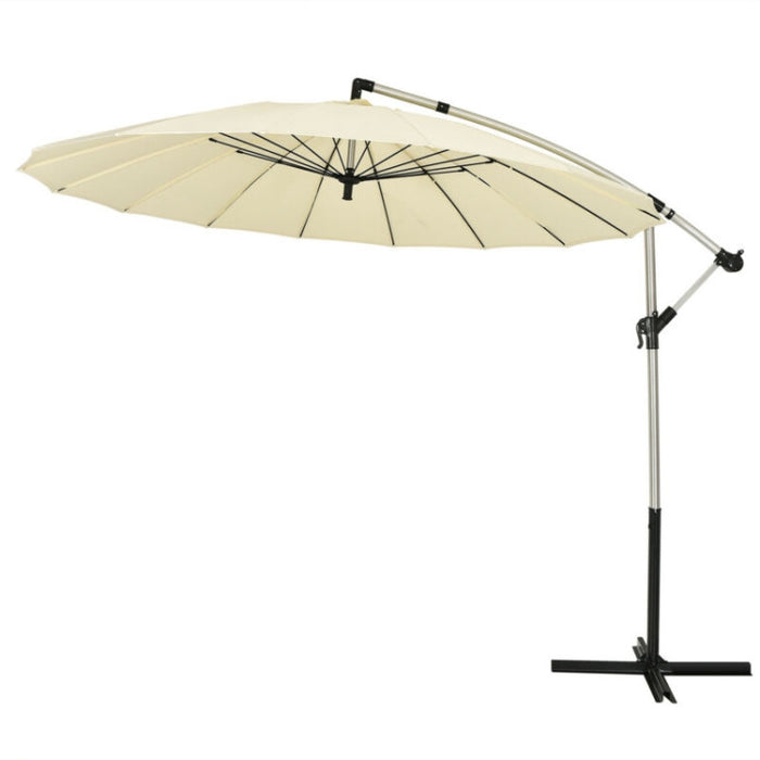 10 Feet Patio Offset Umbrella Market Hanging Umbrella for Backyard Poolside Lawn Garden