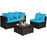 4 Pieces Patio Rattan Furniture Set with Removable Cushions and Pillows