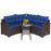 4 Pieces Patio Rattan Furniture Set Cushioned Sofa Glass Table