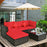 5 Pieces Outdoor Patio Rattan Furniture Set Sectional Conversation with Cushions(clearance)