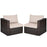 2 Pieces Patio Rattan Sectional Conversation Sofa Set