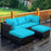 5 Pieces Patio Sectional Rattan Furniture Set with Ottoman Table