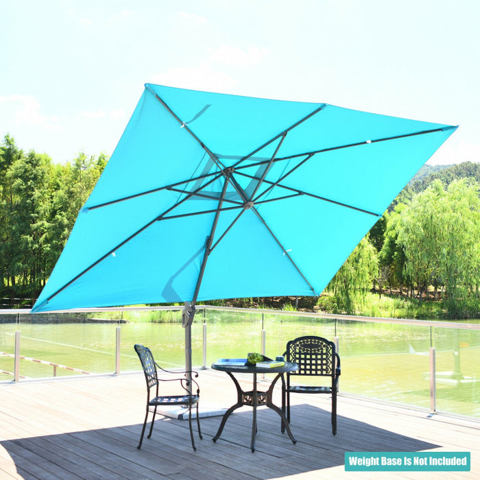 10 x 13 Feet Rectangular Cantilever Umbrella with 360° Rotation Function