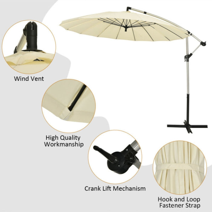 10 Feet Patio Offset Umbrella Market Hanging Umbrella for Backyard Poolside Lawn Garden