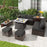 9 Pieces Patio PE Wicker Sectional Set with 50000 BTU Fire Pit Table