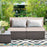 2 Pieces Patio Rattan Armless Sofa Set with 2 Cushions and 2 Pillows