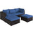 5 Pieces Patio Sectional Rattan Furniture Set with Ottoman Table