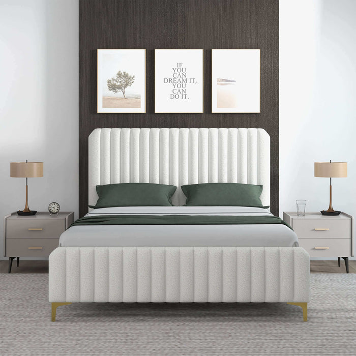 Valery King Size Cream Boucle Platform Bed