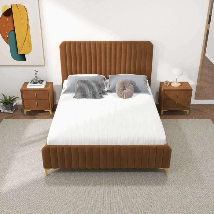 Bethany Velvet Upholstered Platform Bed Queen