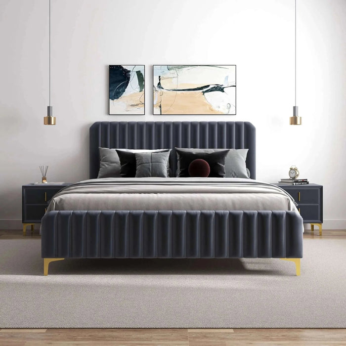 Bethany Velvet Upholstered Platform Bed Queen