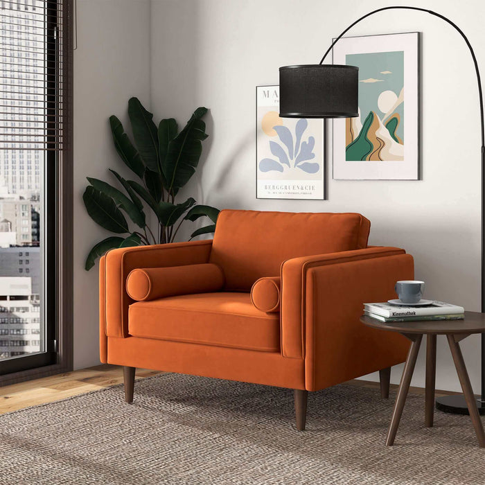 Amber Burnt Orange Velvet Lounge Chair