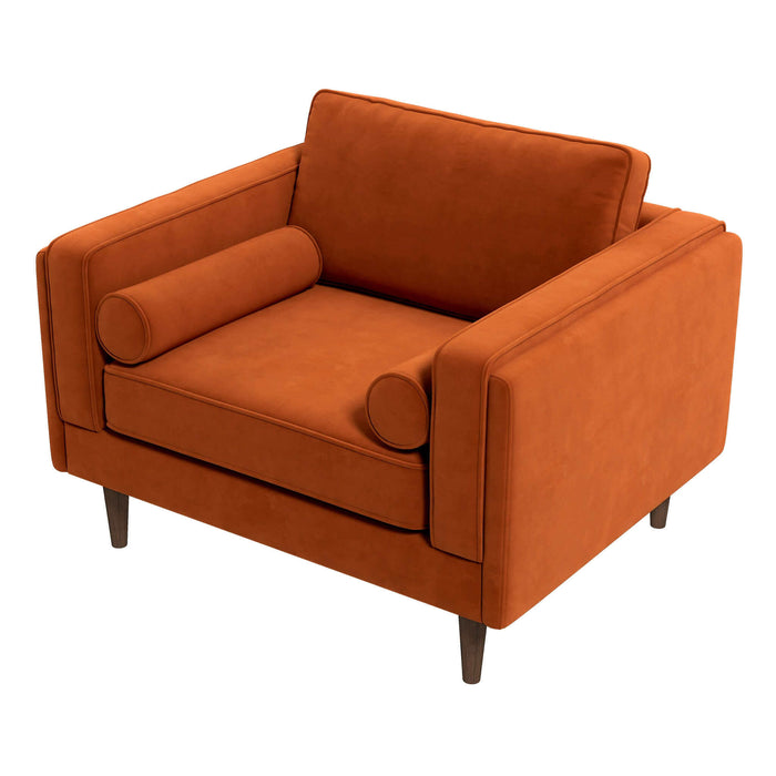 Amber Burnt Orange Velvet Lounge Chair