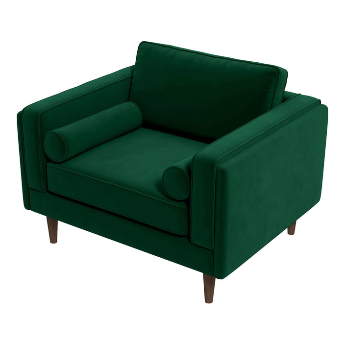 Amber Dark Green Velvet Lounge Chair