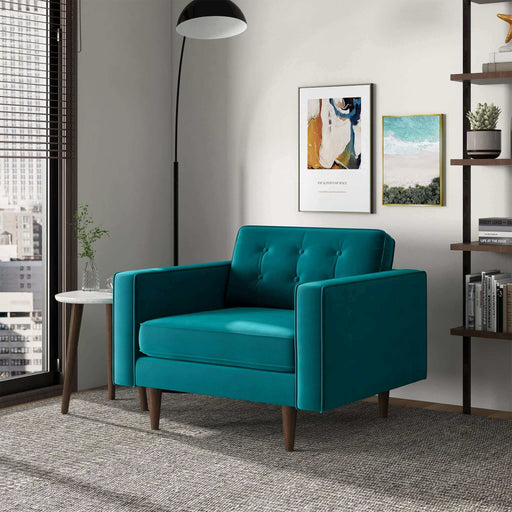 Casey  Teal Velvet Lounge Chair