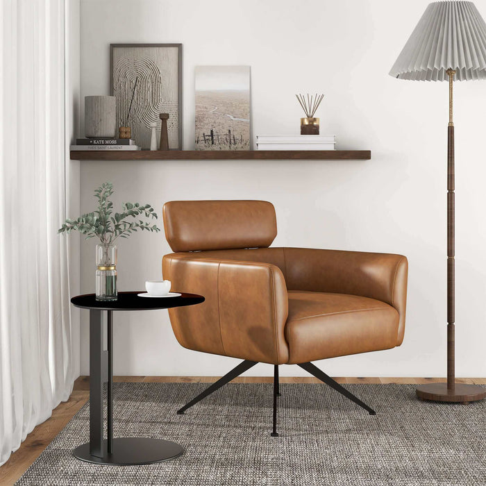 Camila  Tan Leather Lounge Chair