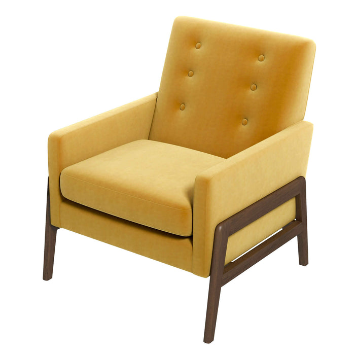 Cole Solid Wood Dark Yellow Velvet Lounge Chair