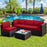 5 Pieces Cushioned Patio Rattan Furniture Set with Glass Table