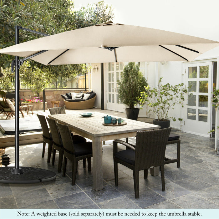 10 x 10 Feet 8-Rib Cantilever Offset Square Patio Umbrella with 3 Tilt Settings