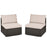 2 Pieces Patio Rattan Armless Sofa Set with 2 Cushions and 2 Pillows