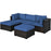 5 Pieces Patio Sectional Rattan Furniture Set with Ottoman Table