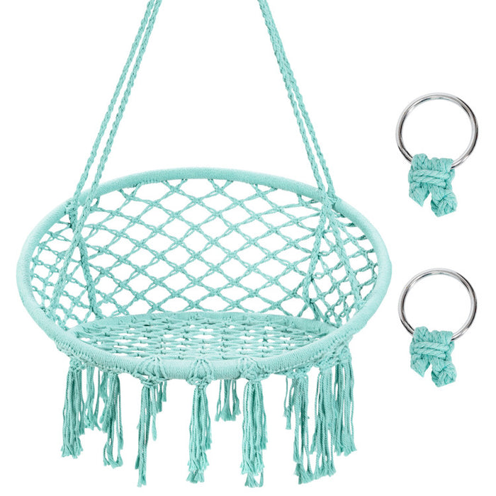 Hanging Macrame Hammock Chair with Handwoven Cotton Backrest